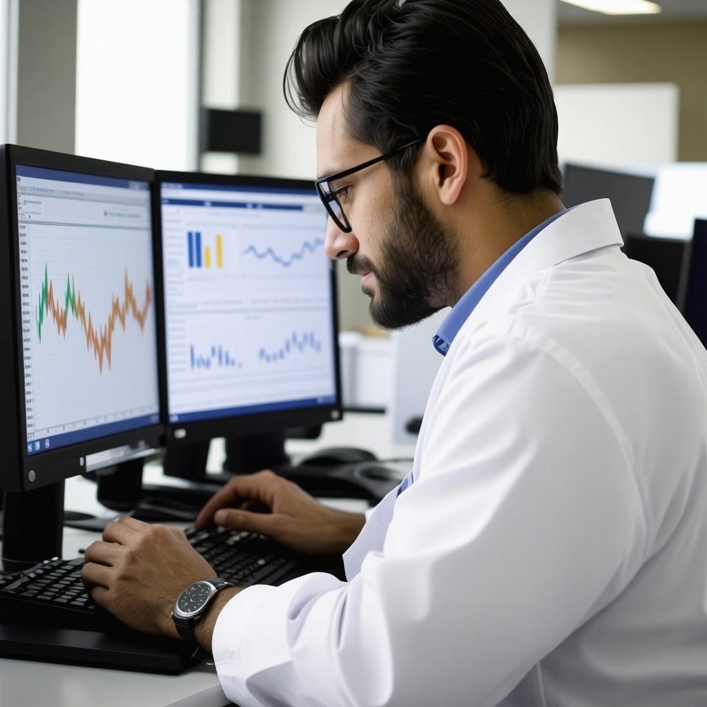 Researcher examining safety data charts for weight loss drugs