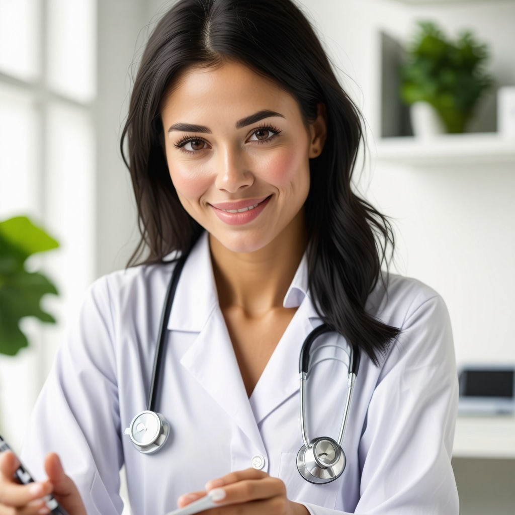 Doctor analyzing data on long-term safety of weight loss drugs in a clinical setting