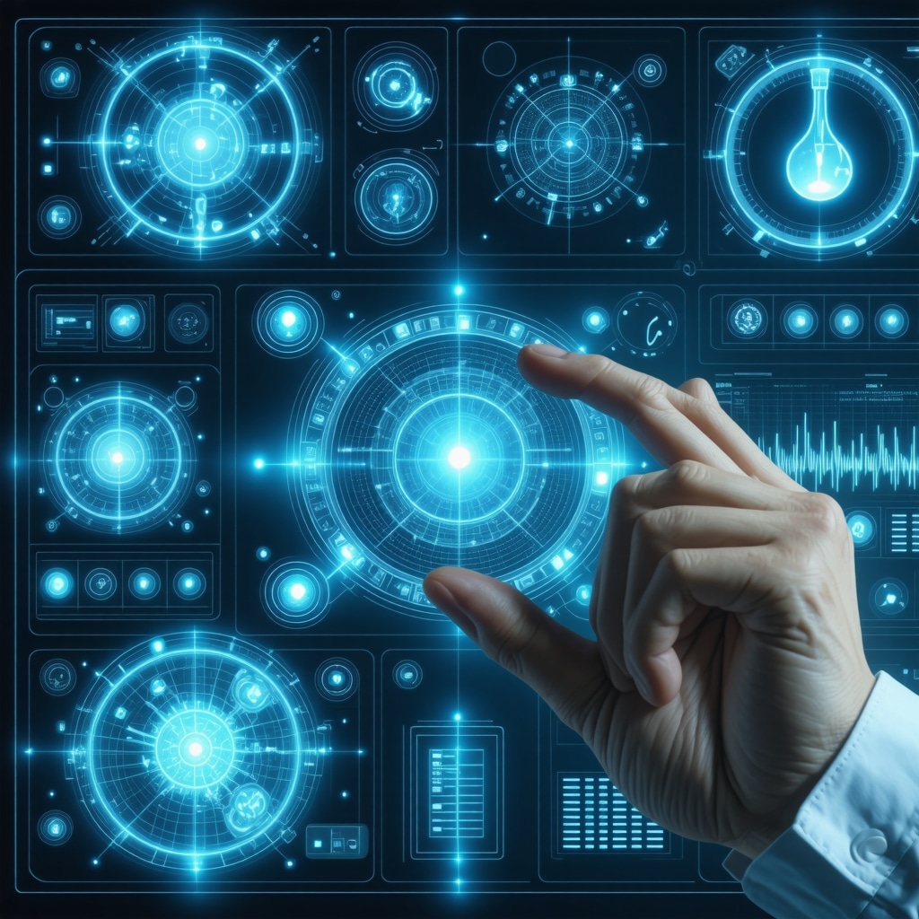 Visualization of multi-omics data layers in a futuristic telehealth setting.