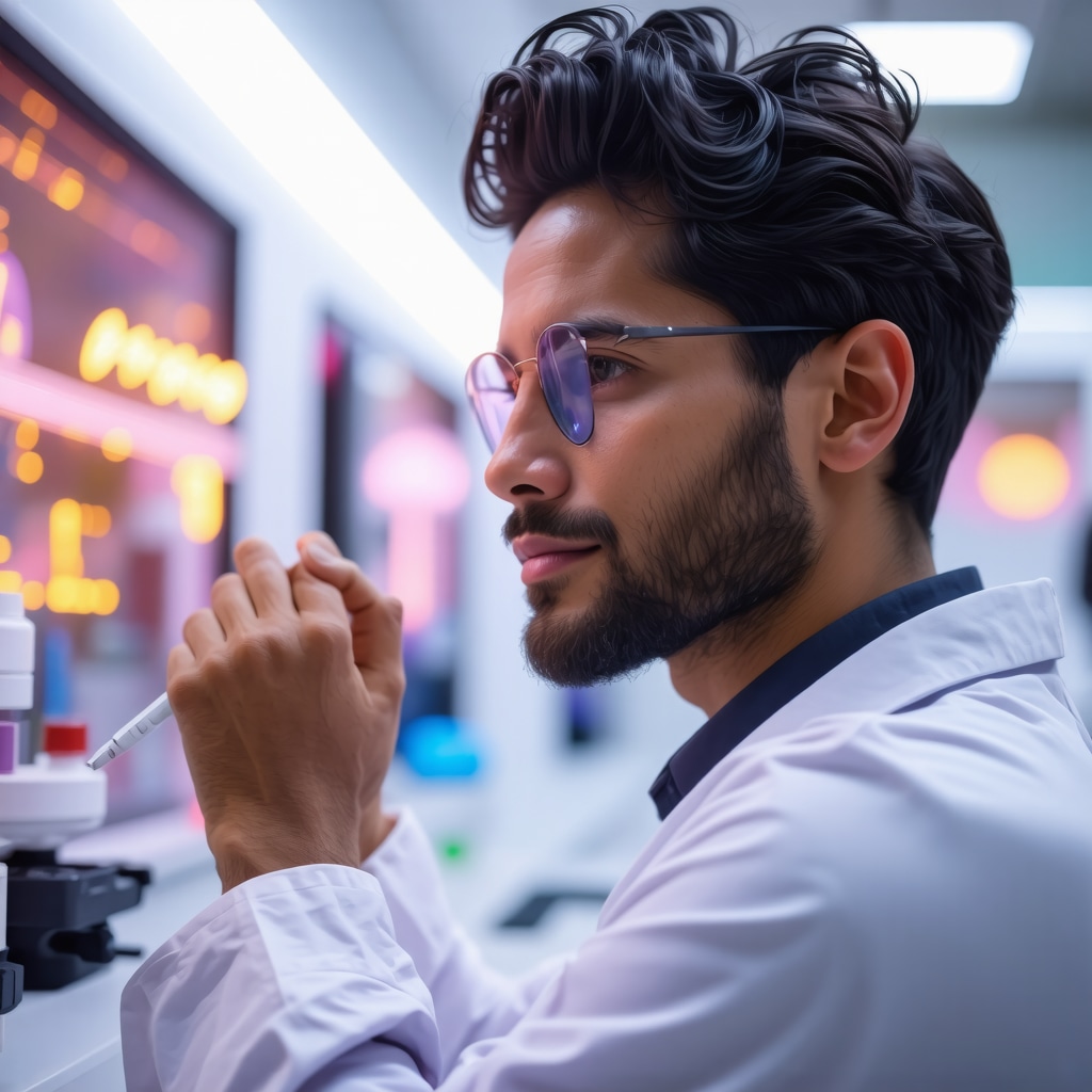 A high-tech lab scene showing genetic and metabolic testing for personalized weight loss