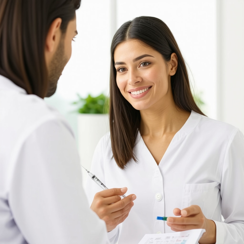 Doctor explaining injectable weight loss plan to patient in clinic
