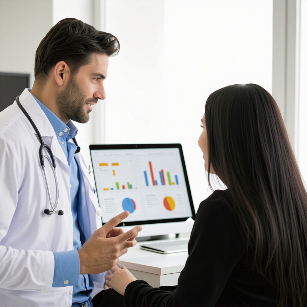 Doctor and patient discussing personalized weight loss medication using digital health tools
