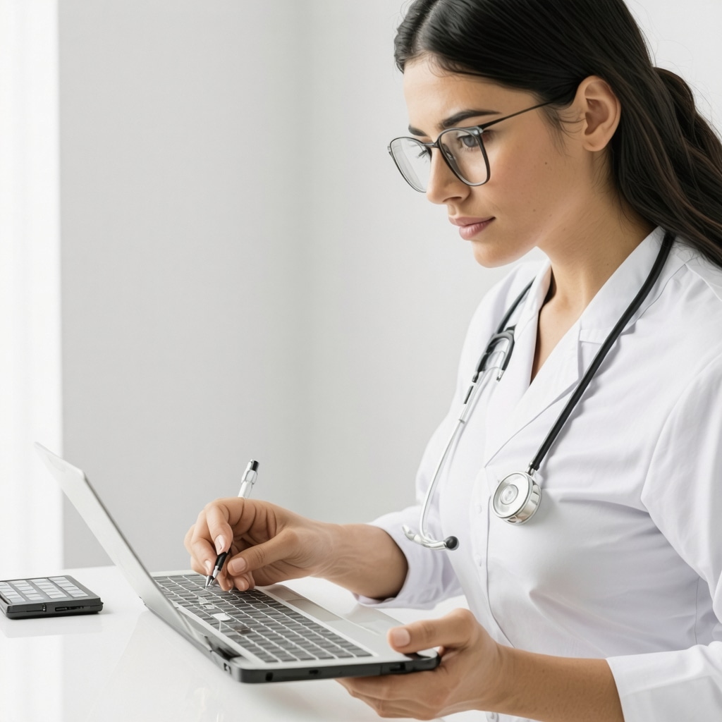 Doctor analyzing personalized weight management plan using digital health tools