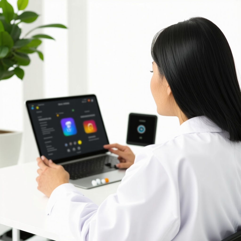 Healthcare professional and patient discussing weight management via telehealth with digital health tools.