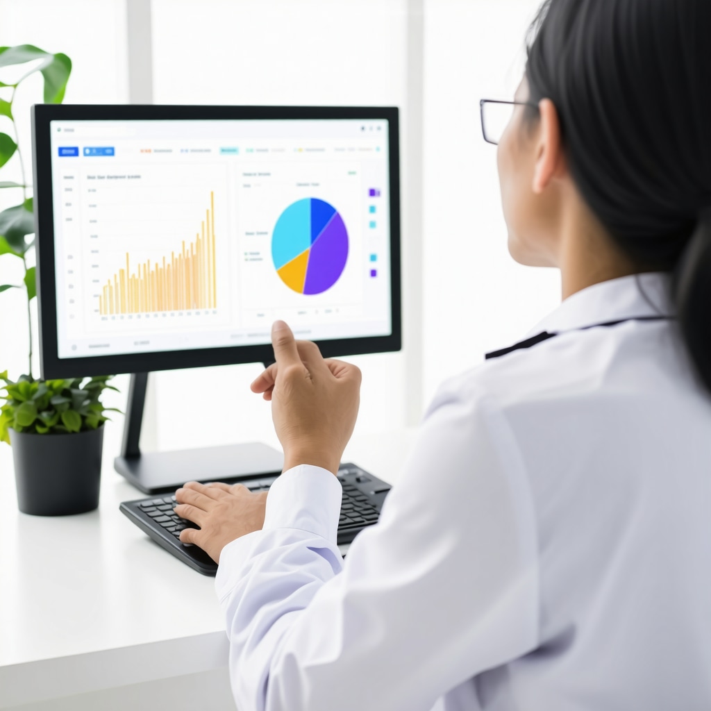 Healthcare professional consulting with patient via telemedicine platform showing weight management data