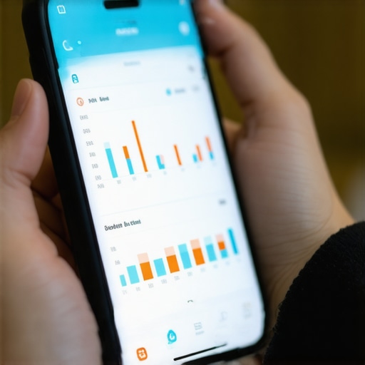 Person tracking health metrics on a smartphone app, illustrating digital health in weight loss
