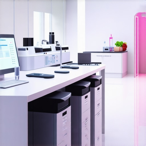 Futuristic medical lab with advanced weight loss injectables and high-tech equipment