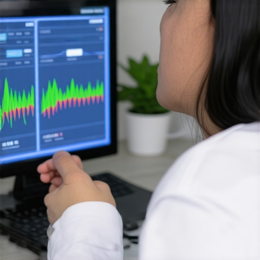 Medical professional analyzing personalized weight loss data on a digital tablet, representing advanced telemedicine and genetic insights.