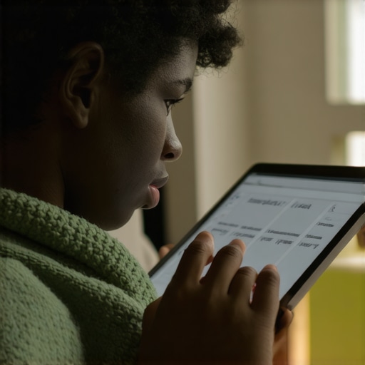 Person studying medical info on weight loss on a tablet, deep in thought.