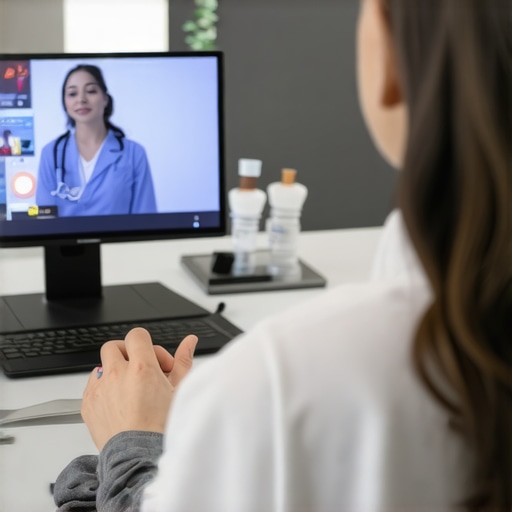 A healthcare professional and patient having a virtual consultation about FDA-approved weight loss drugs