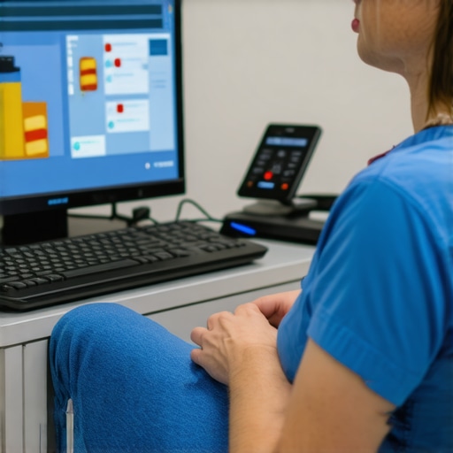 A doctor consulting with a patient online about prescription weight loss drugs using digital devices in a modern clinic setting