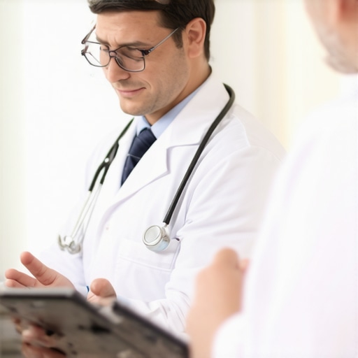Doctor and patient discussing weight loss plan through telehealth platform.