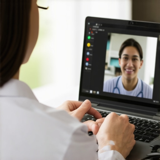 Doctor and patient engaging in online weight loss consultation via laptop