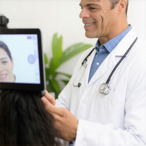 Doctor and patient discussing weight loss plans via telehealth using digital devices
