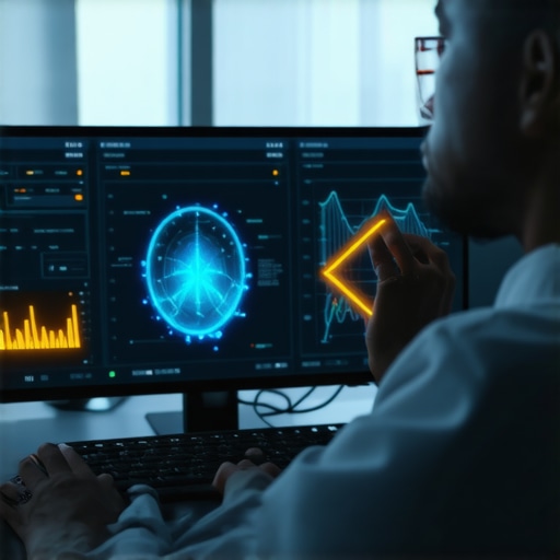 High-tech telehealth system displaying genetic and biometric data for personalized weight management