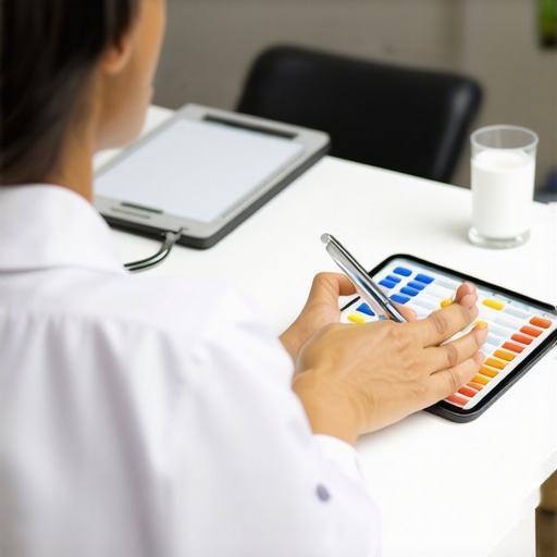A doctor discussing weight loss medication options with a patient using digital devices.