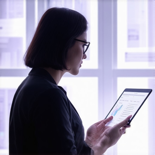 A healthcare professional analyzing patient data on a tablet