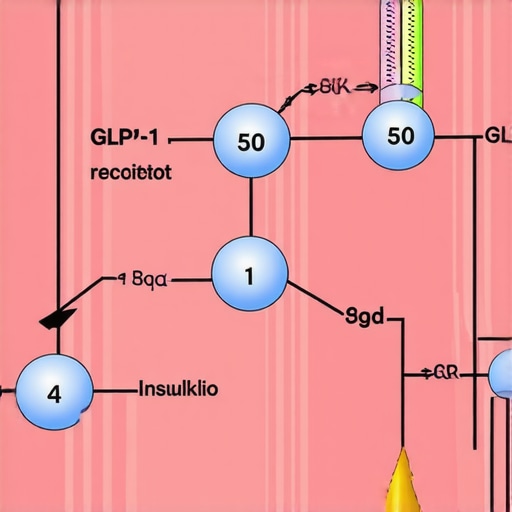 Diagram of hormonal pathways involved in GLP-1 receptor agonist effects on appetite and metabolism