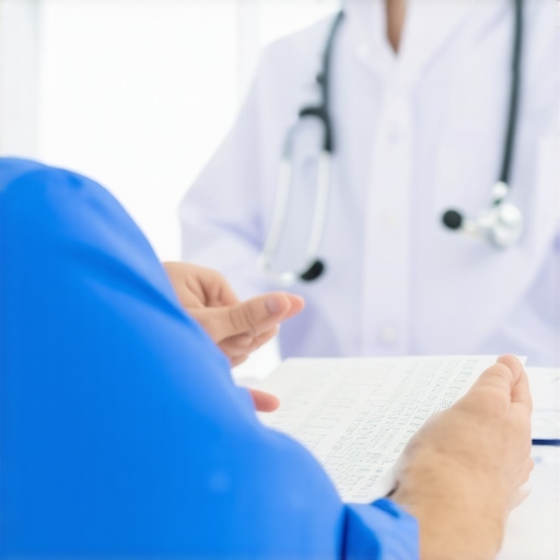 Doctor Consults Patient About Weight Loss Doctor and patient discussing weight management plans during consultation