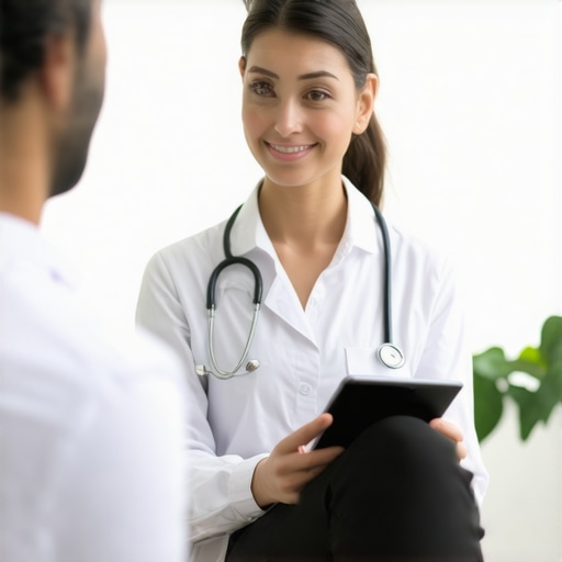 Doctor and patient having a virtual consultation about prescription weight loss medication.