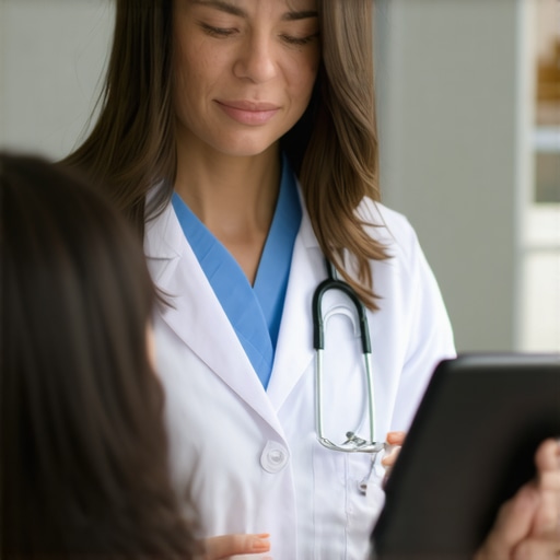 A doctor and patient discussing weight loss plan through a computer screen during a telemedicine session.