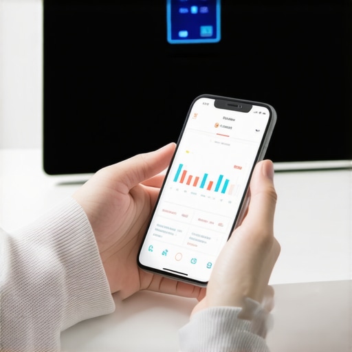 Using a Smart Scale for Weight Maintenance Person weighing themselves with a digital scale and checking health data on smartphone