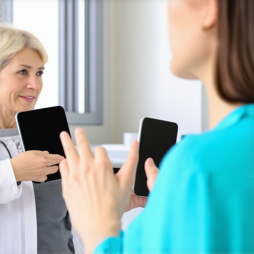 A doctor explaining prescription weight loss plans to a patient using a tablet.