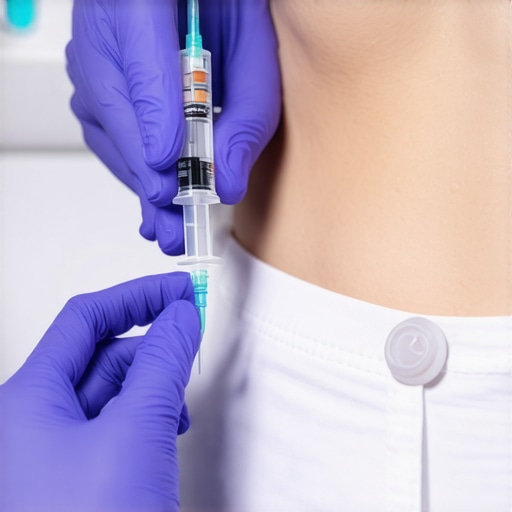 Close-up of a healthcare professional demonstrating injection of weight loss medication into a patient's abdomen.