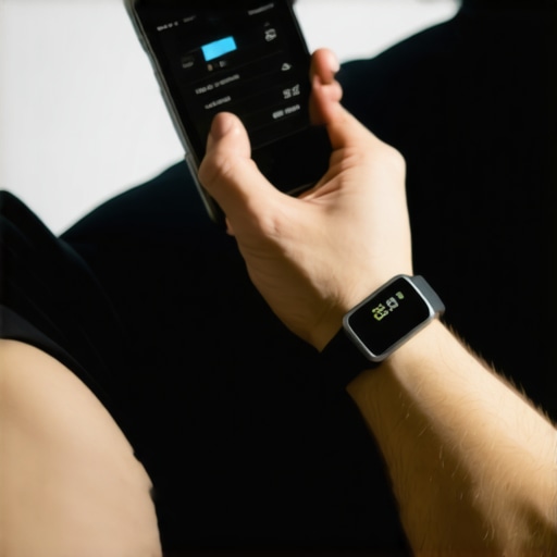 Person monitoring health data with a smartwatch and smartphone app