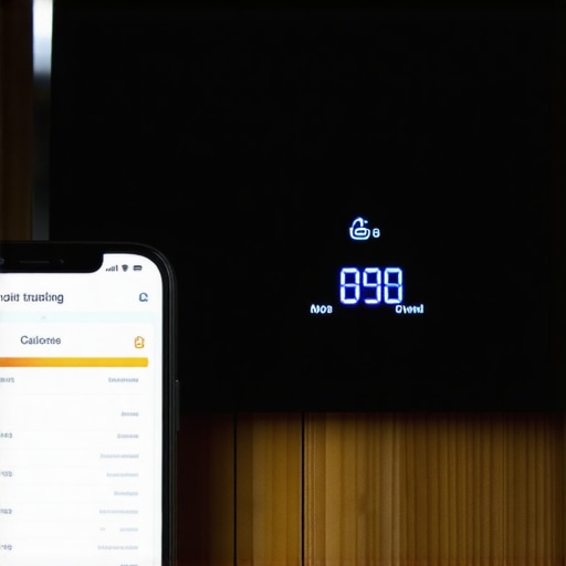 A smartphone showing a diet tracking app beside a Bluetooth-enabled digital scale, highlighting technology-assisted weight management.