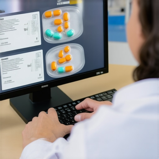 Doctor Discussing GLP-1 Dosage with Patient Doctor advising patient on medication dosage via telemedicine with prescription bottles.