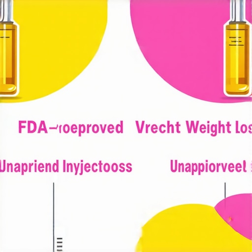 Comparison infographic of legitimate prescription weight loss medications and dangerous shortcuts.