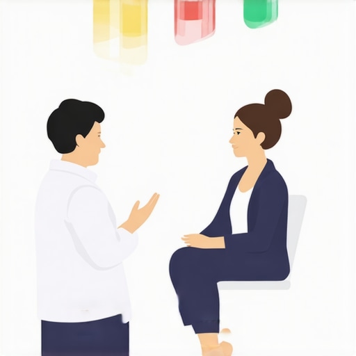 Personalized Weight Loss Consultation A doctor discussing weight loss medication options with a patient in a clinic setting.