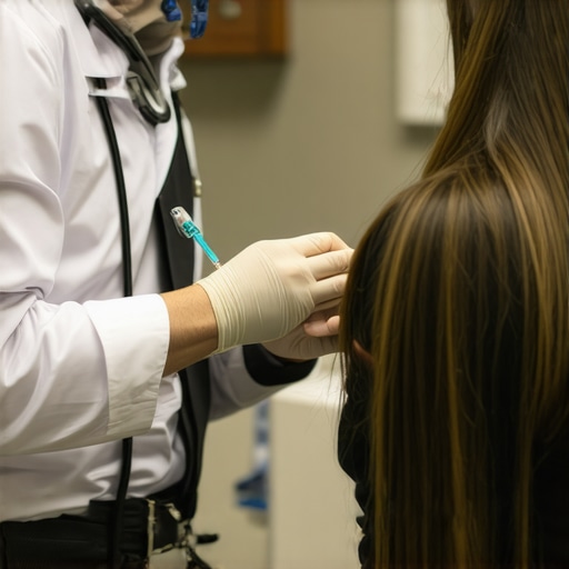 Medical professional administering weight loss medication injection to patient in clinic