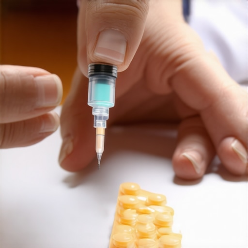 Healthcare professional demonstrating sterile injection into patient's abdomen.