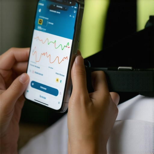 Person tracking health metrics with a mobile app and wearable device for weight management.