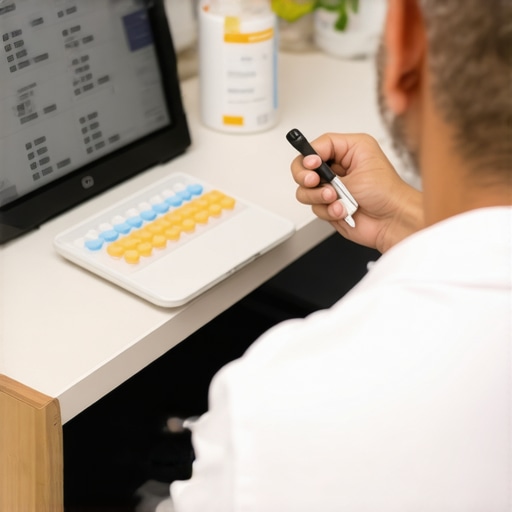 Doctor explaining weight loss medication options to a patient through a video call with digital health tools.