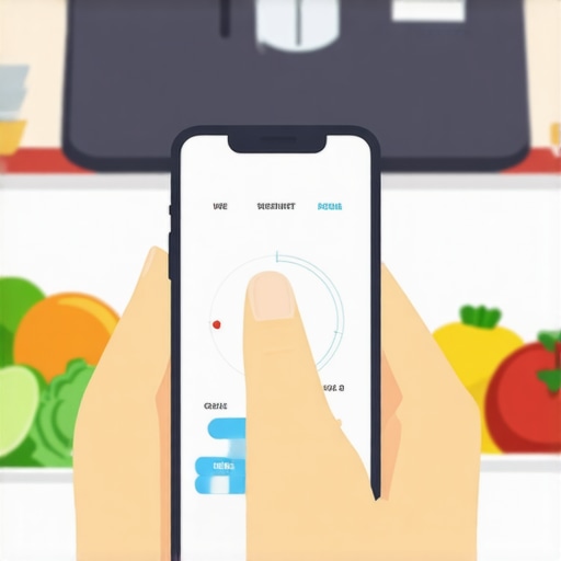 Person monitoring weight loss with app and scale, symbolizing tools for long-term success.