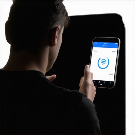 Using Digital Tools for Weight Loss Tracking Person standing on a body composition scale while viewing data on a smartphone app, illustrating health tech use.