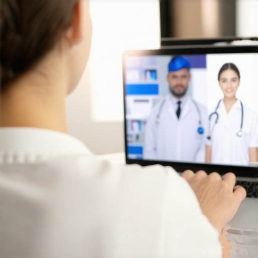 Person on a video call with a doctor discussing prescription options for weight loss.