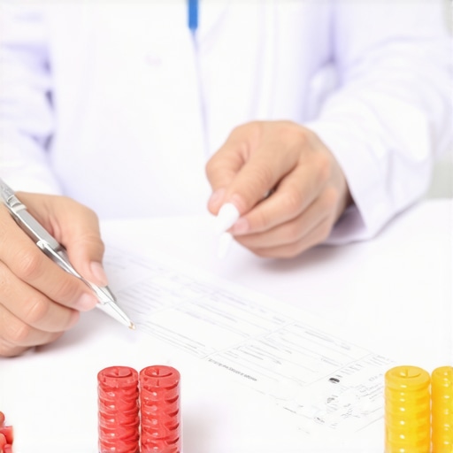 Doctor advising patient on FDA-approved weight loss treatments with medication bottles on the table.