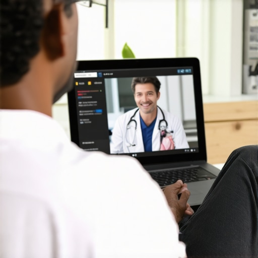 Person engaging in a virtual doctor appointment for prescription weight loss treatment.